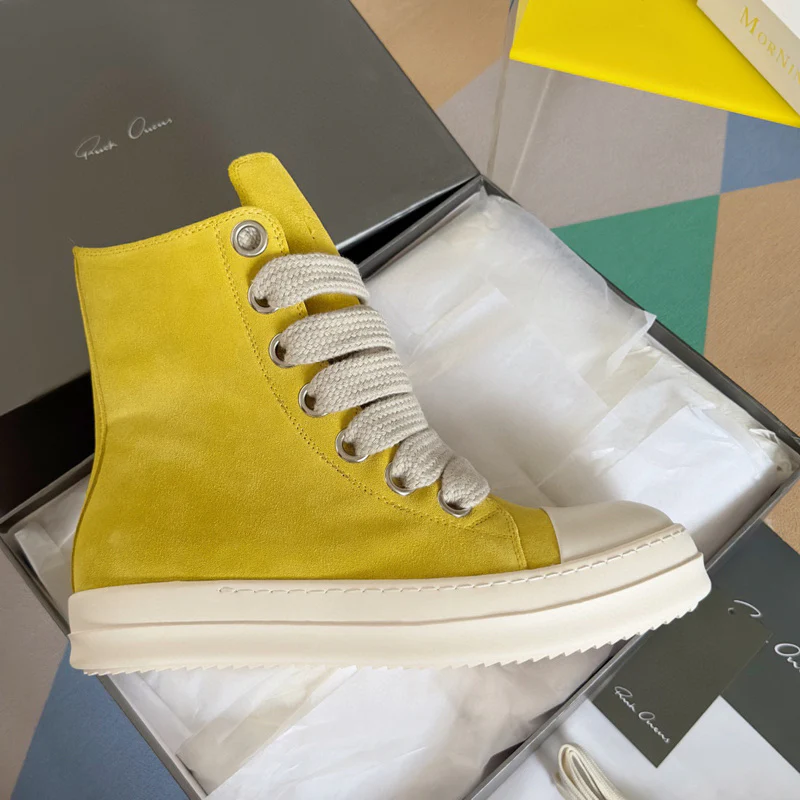 Rick Owens Yellow High-Top Sneakers - Soul Replicas