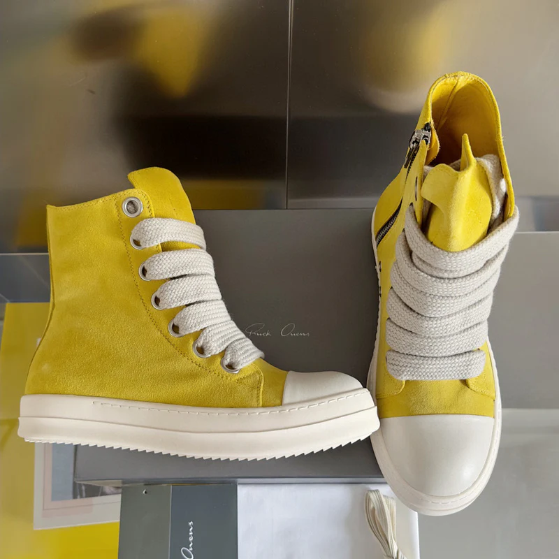 Rick Owens Yellow High-Top Sneakers - Soul Replicas