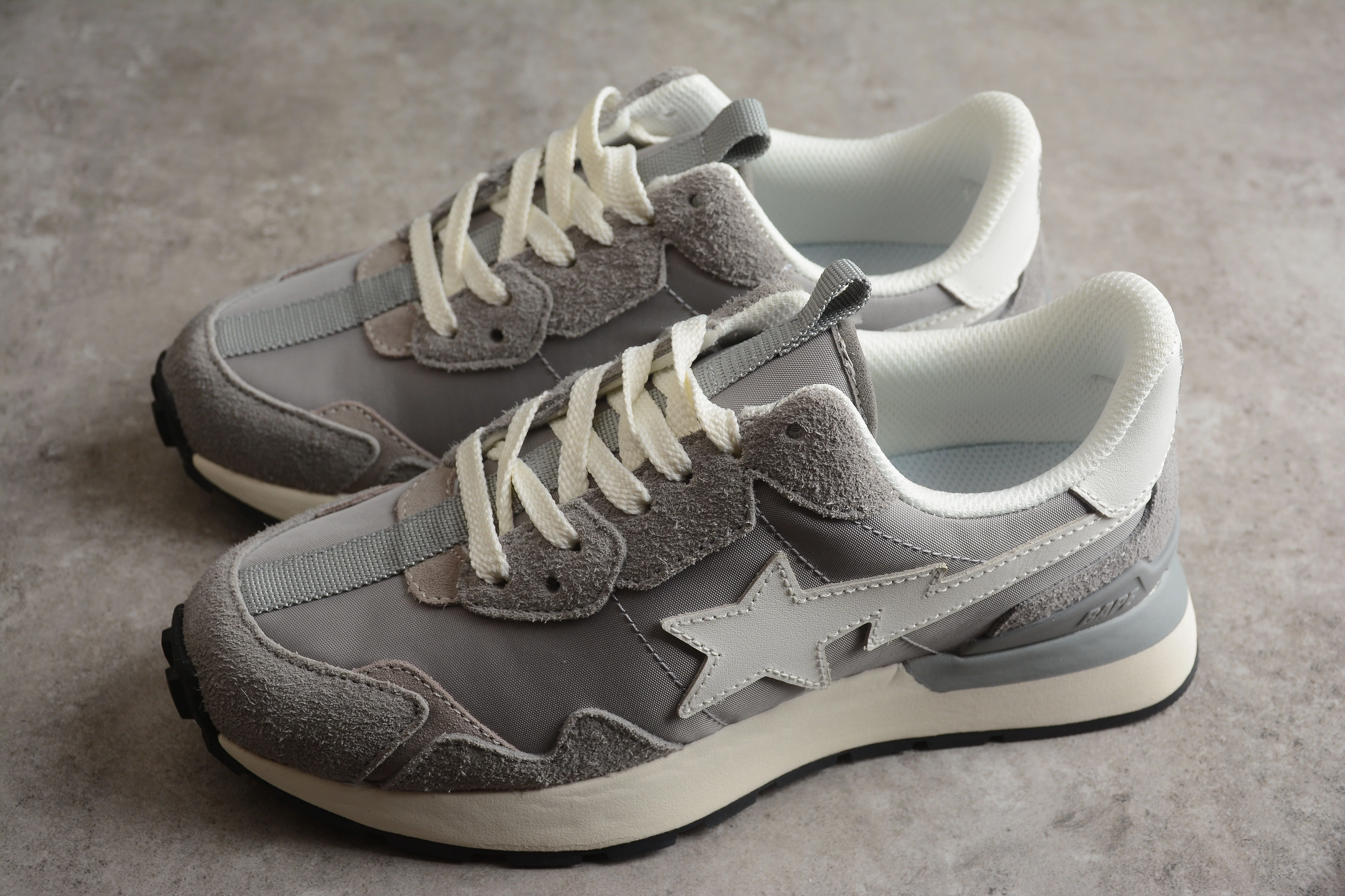 BAPE STA Runner Sneakers in Grey and White - Soul Replicas