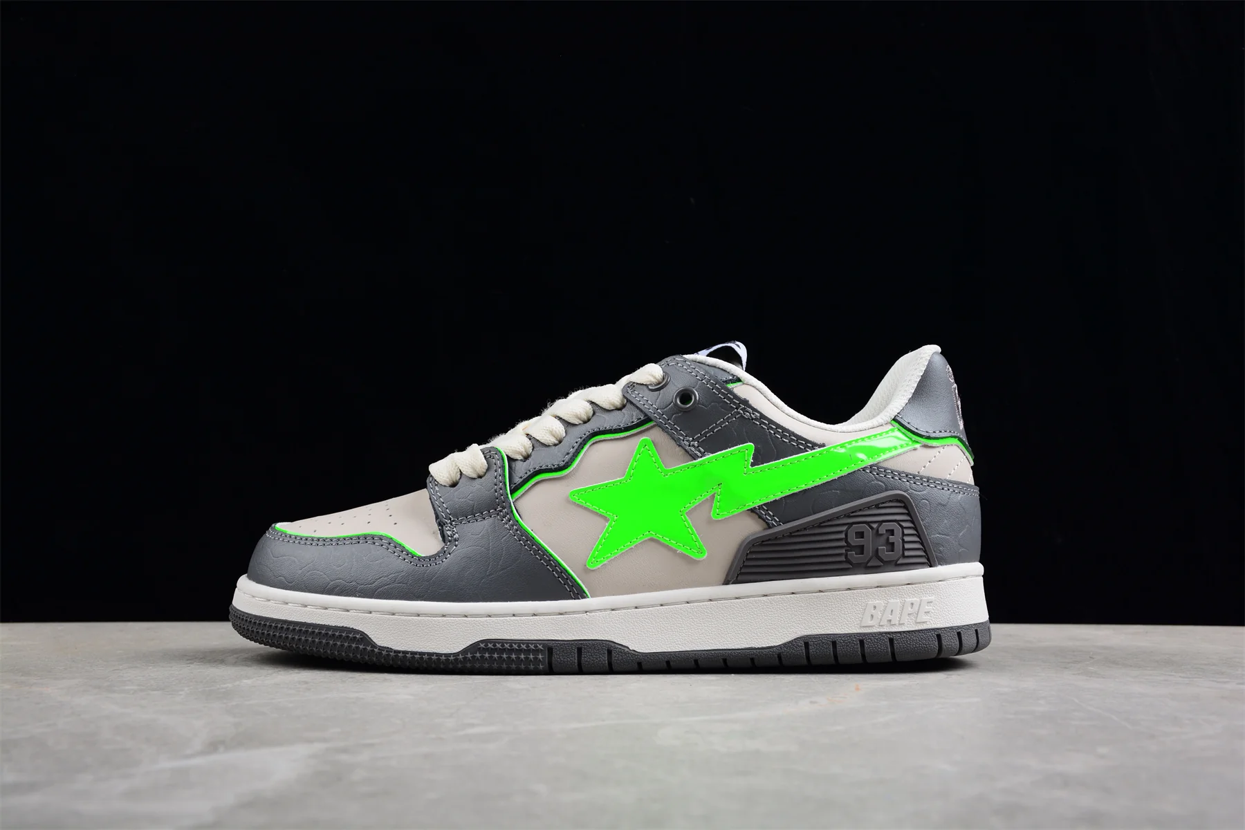 BAPE STA Low-Top Sneakers in Grey and Neon Green - Soul Replicas