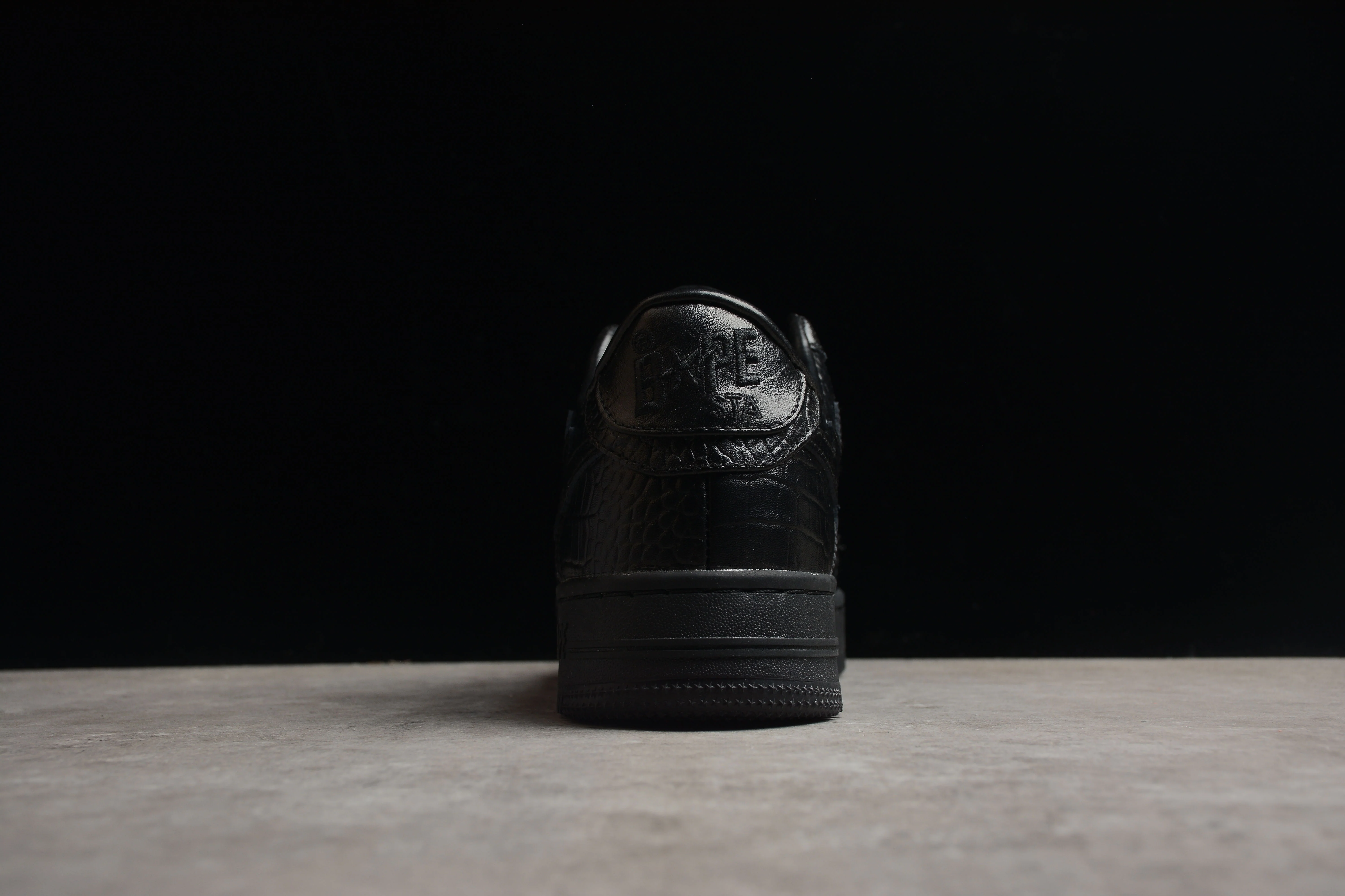 BAPE STA Low-Top Black Croc-Embossed Sneakers - Soul Replicas