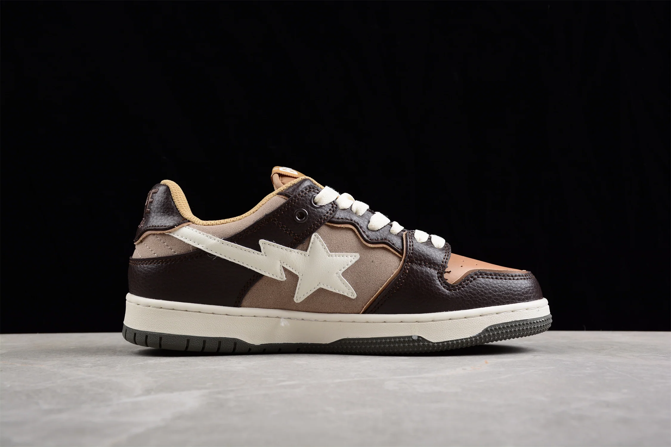 BAPE STA Low-Top Sneakers in Brown and Beige - Soul Replicas