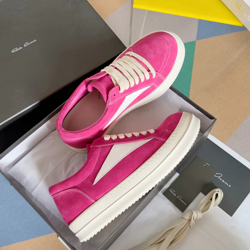 Rick Owens Pink Suede Low-Top Sneakers - Soul Replicas