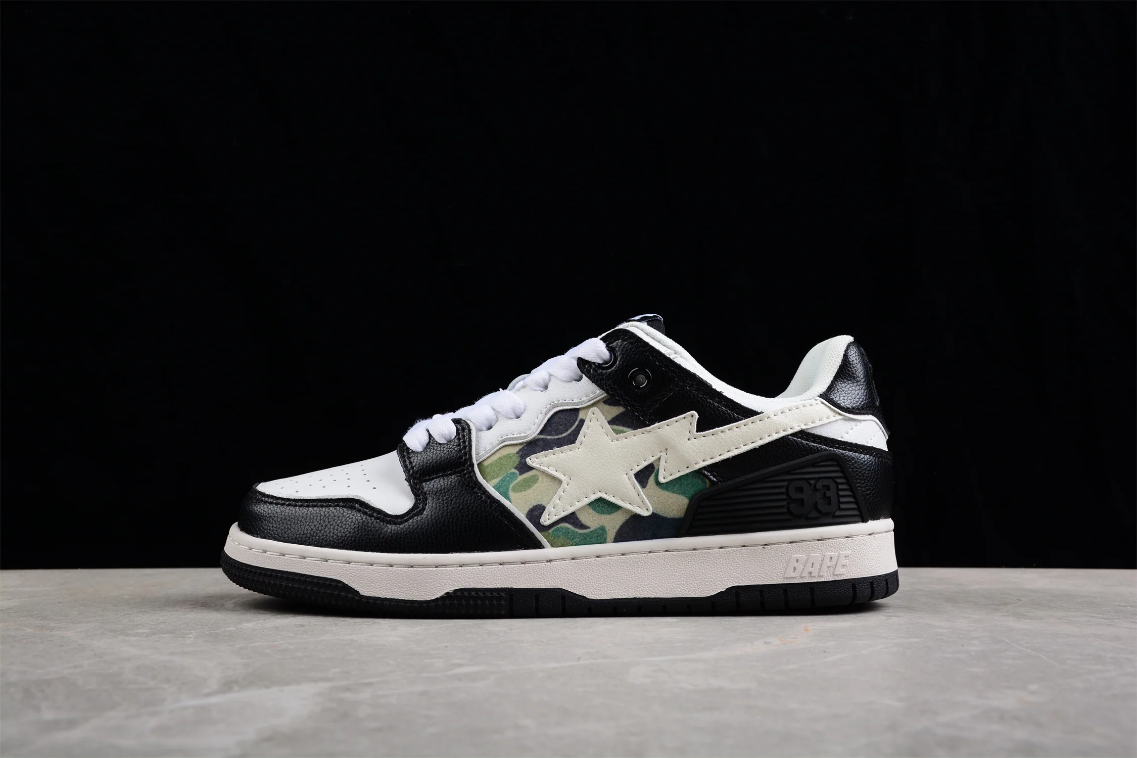 BAPE STA Low-Top Sneakers in Black, White, and Camo - Soul Replicas