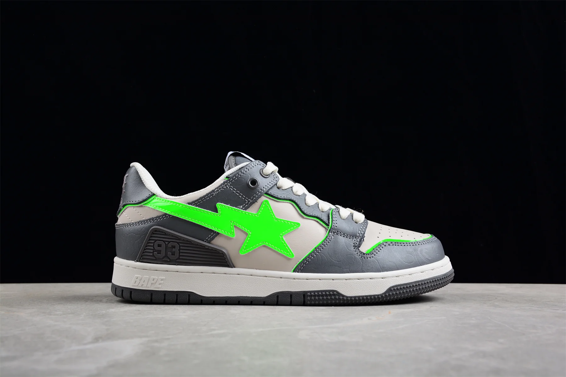 BAPE STA Low-Top Sneakers in Grey and Neon Green - Soul Replicas