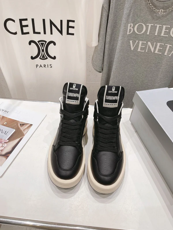 Rick Owens Black and White High-Top Sneakers - Soul Replicas