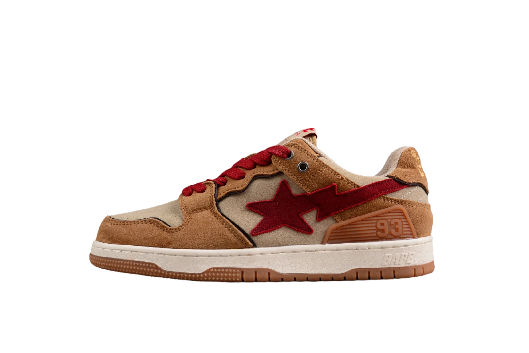 BAPE STA Low-Top Sneakers in Red and Brown - Soul Replicas