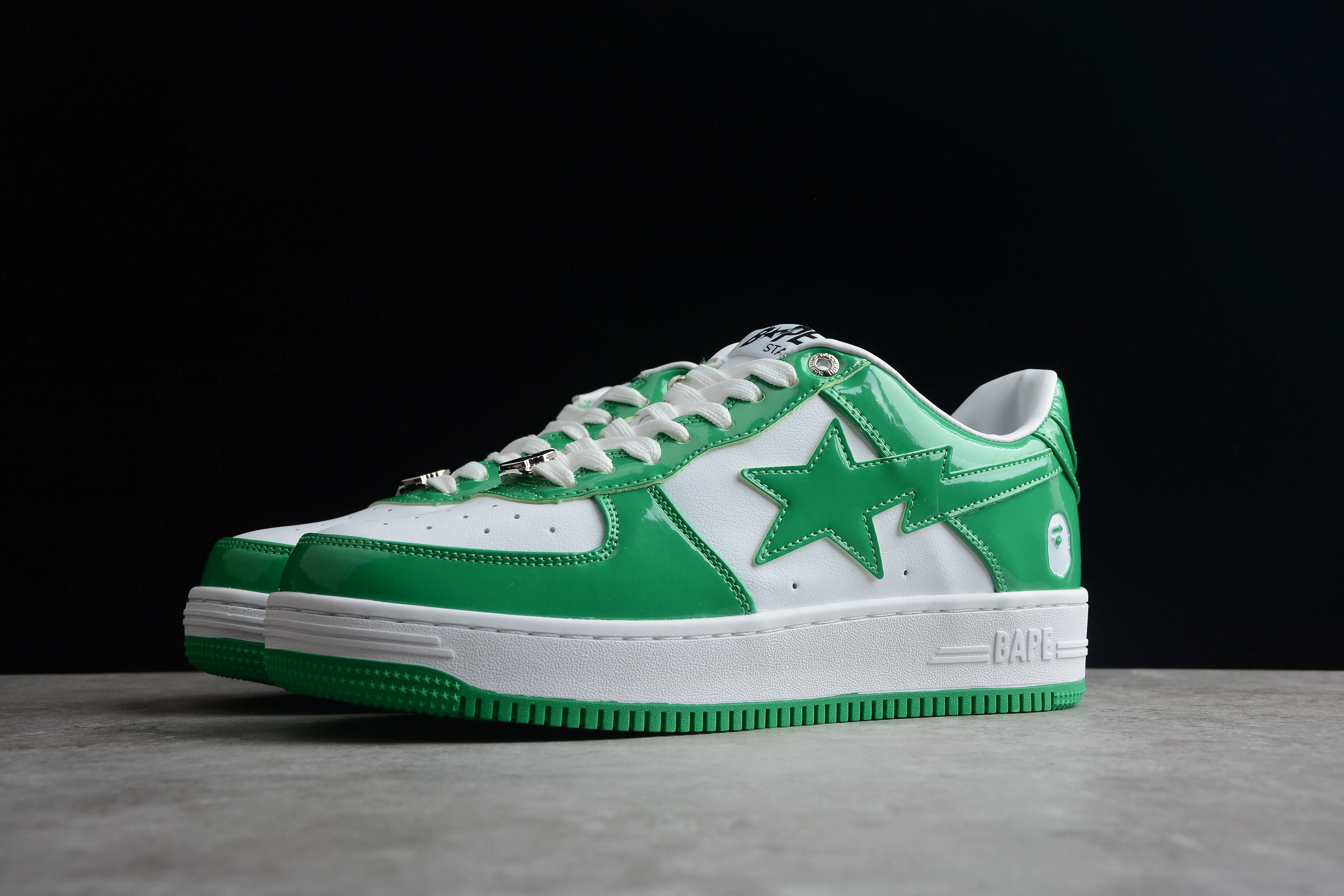 BAPE STA Low-Top Green and White Sneakers - Soul Replicas