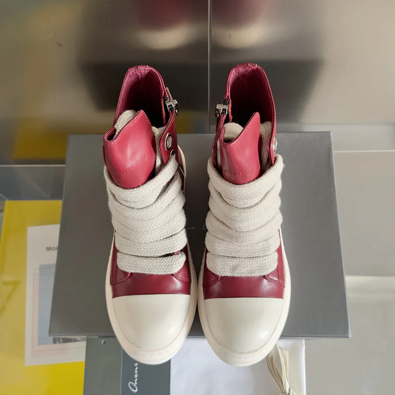 Rick Owens Red High-Top Sneakers - Soul Replicas
