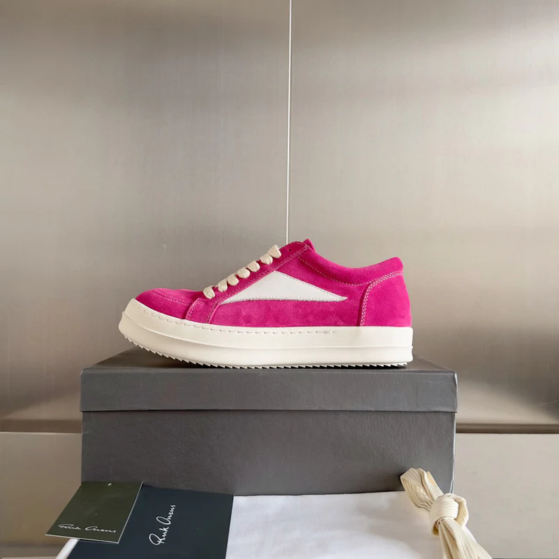 Rick Owens Pink Suede Low-Top Sneakers - Soul Replicas