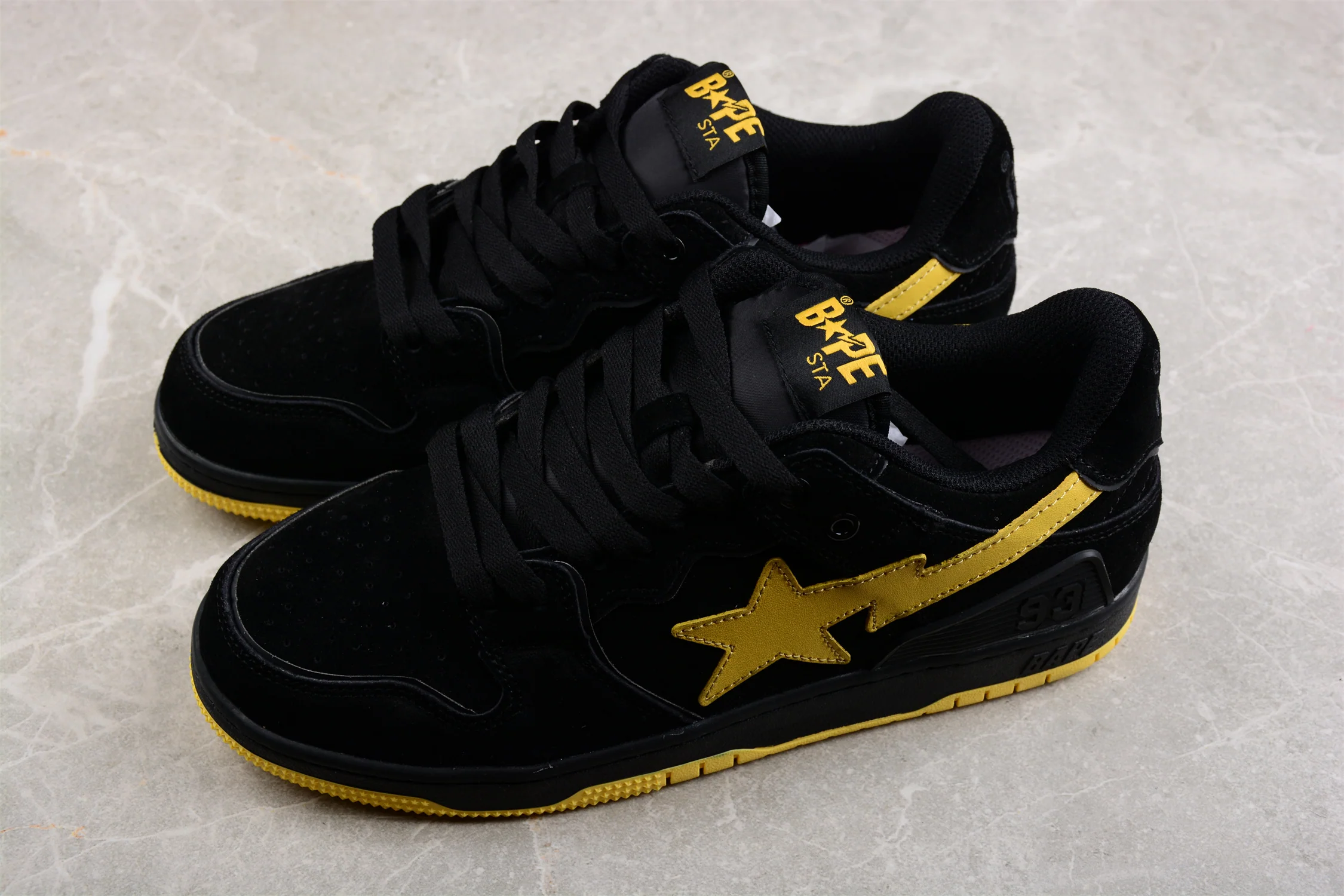 BAPE STA Low-Top Sneakers in Black and Yellow - Soul Replicas