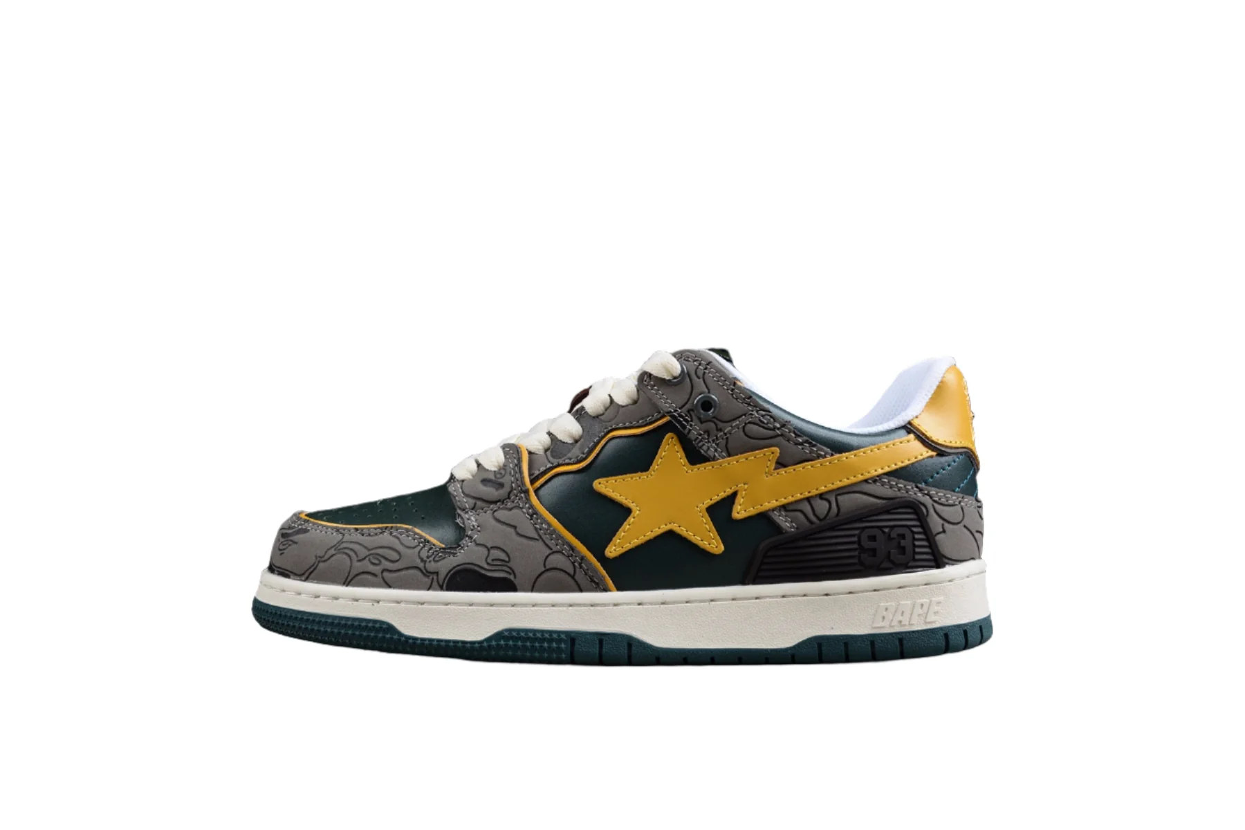 BAPE STA Low-Top Sneakers in Green and Yellow - Soul Replicas