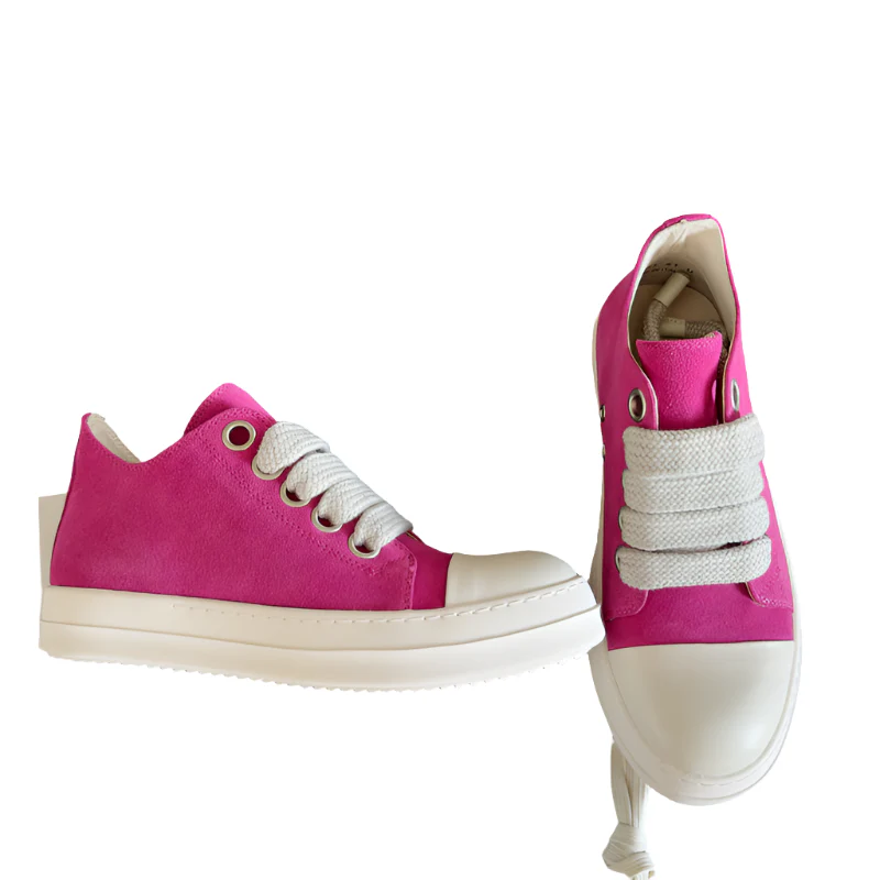 Rick Owens Pink Suede Low-Top Sneakers - Soul Replicas