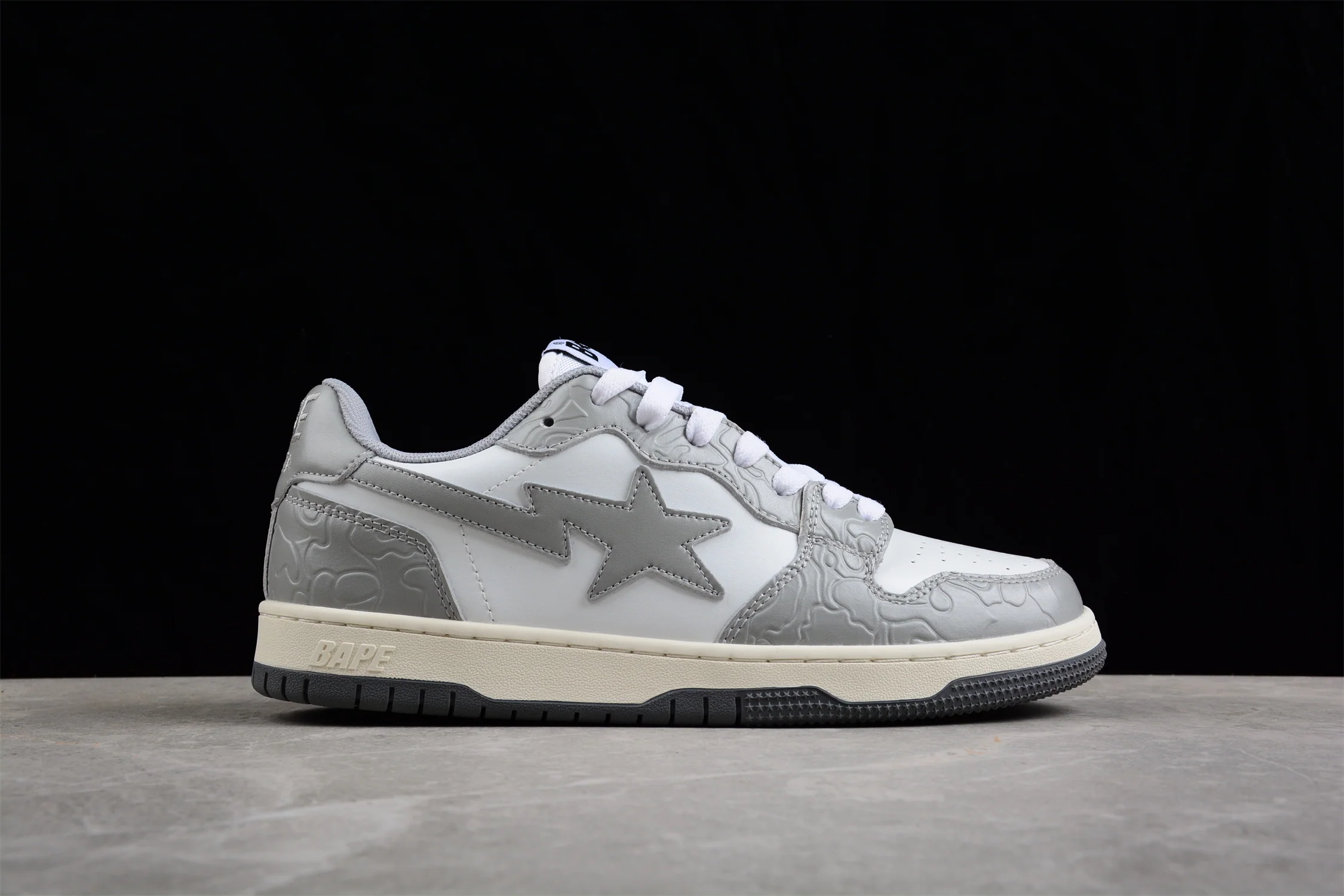 BAPE STA Low-Top Sneakers in White and Gray - Soul Replicas