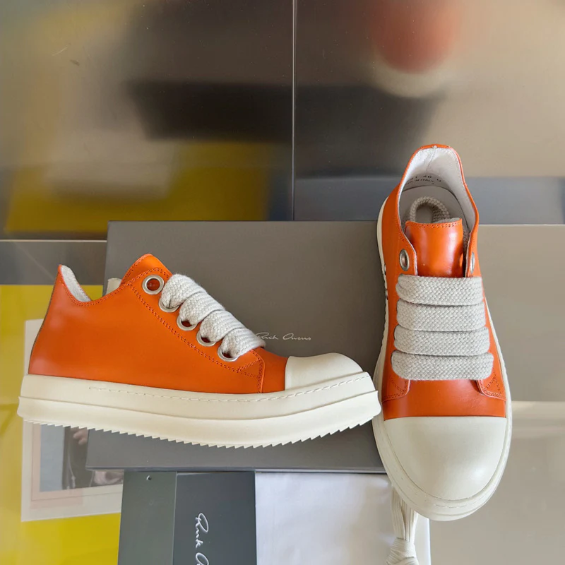 Rick Owens Orange Low-Top Sneakers - Soul Replicas