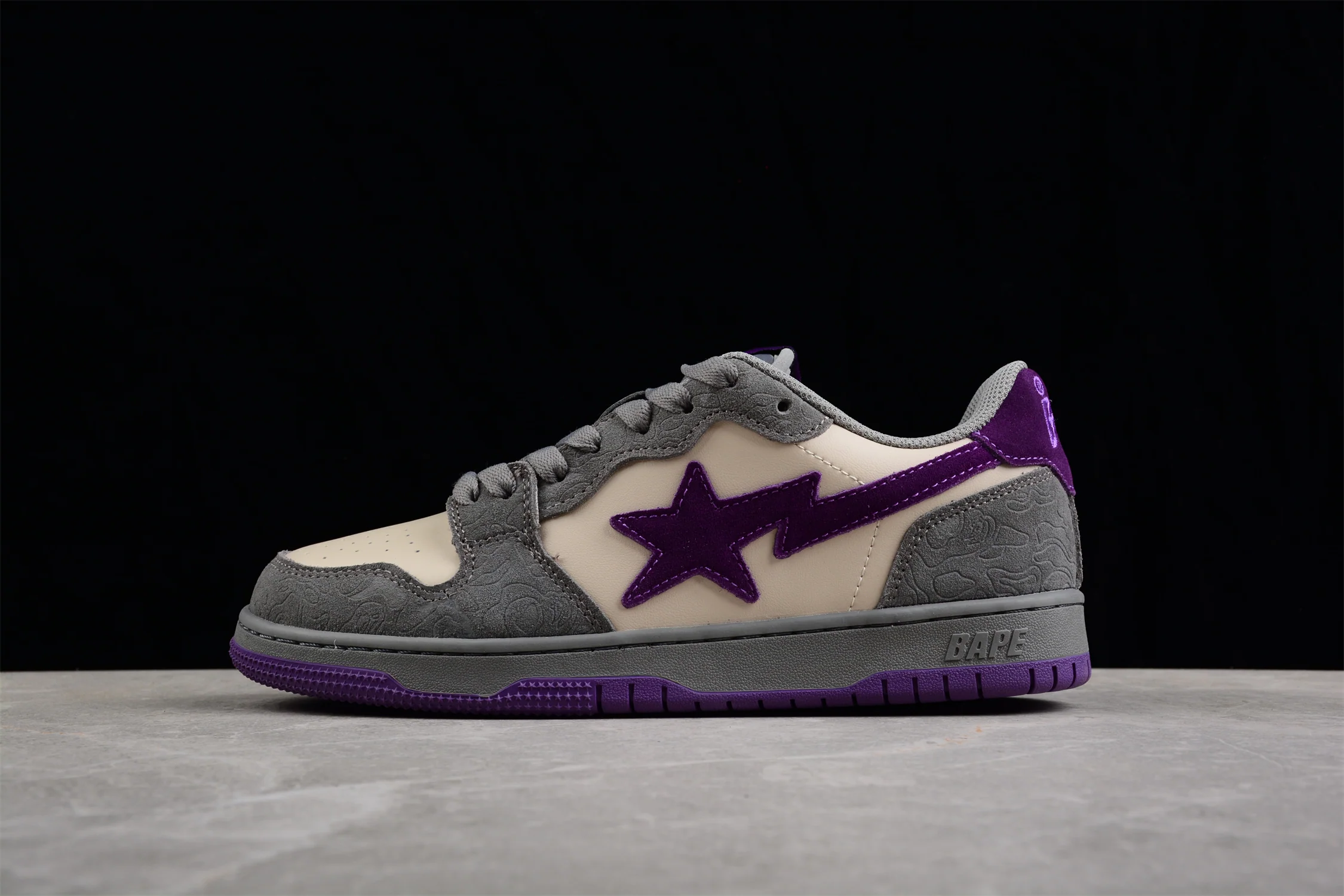 BAPE STA Low-Top Sneakers in Grey and Purple - Soul Replicas