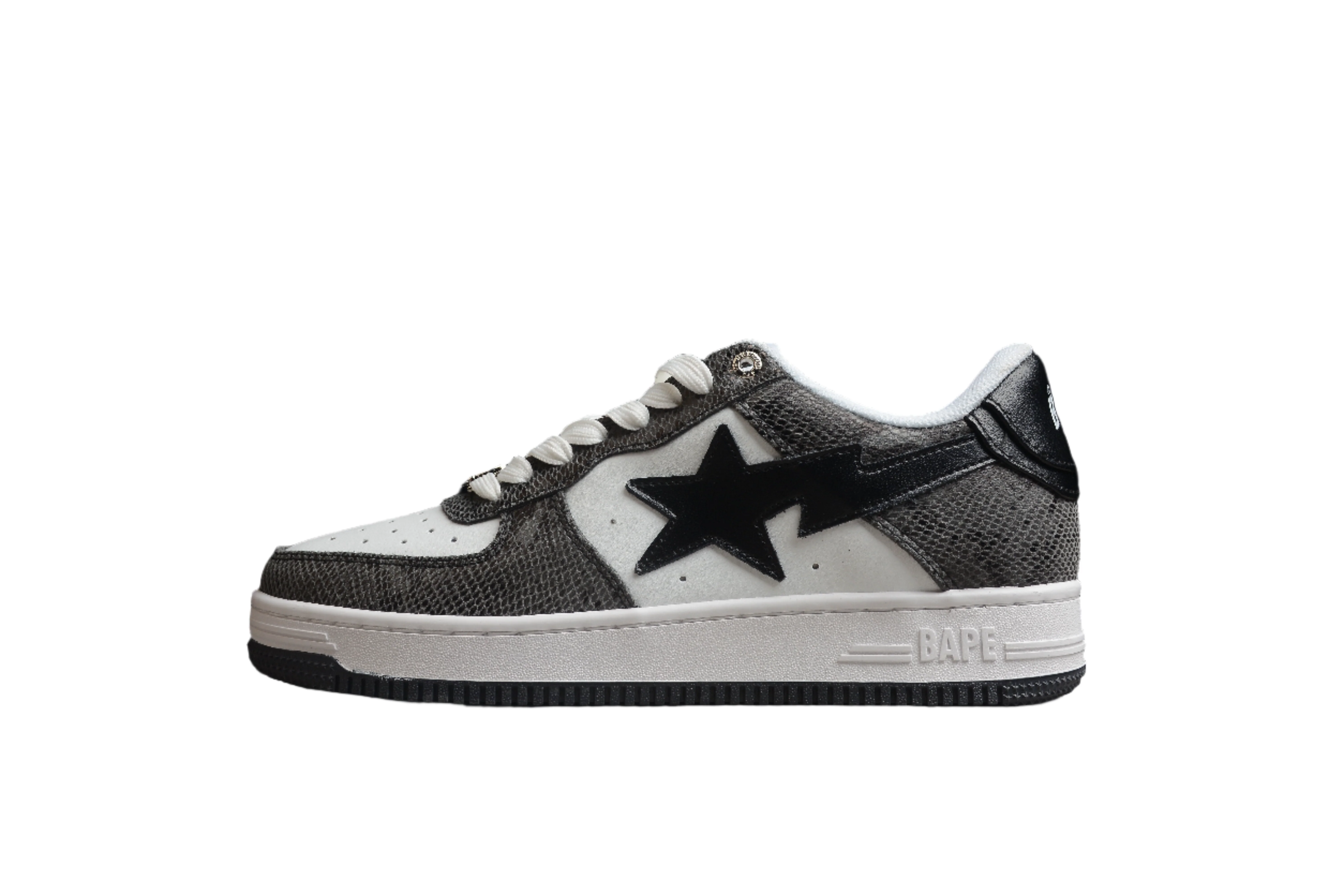 BAPE STA Low-Top Sneakers with Black Snakeskin Pattern - Soul Replicas