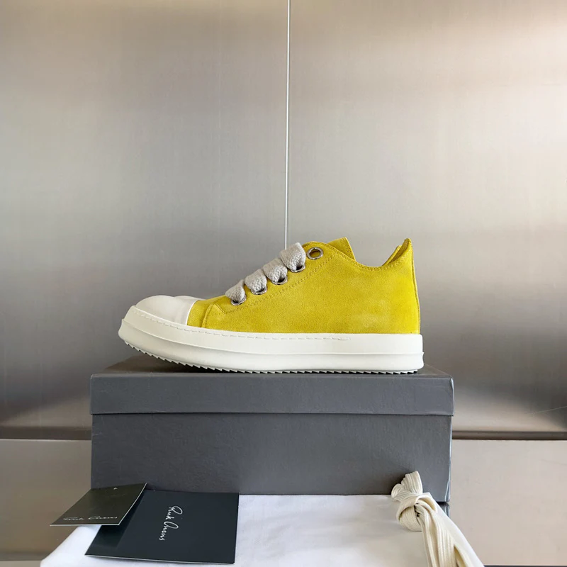 Rick Owens Yellow Suede Low-Top Sneakers - Soul Replicas