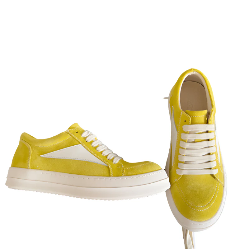 Rick Owens Yellow Suede Low-Top Sneakers - Soul Replicas