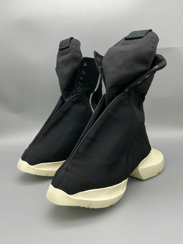 Rick Owens Black High-Top Canvas Boots - Soul Replicas