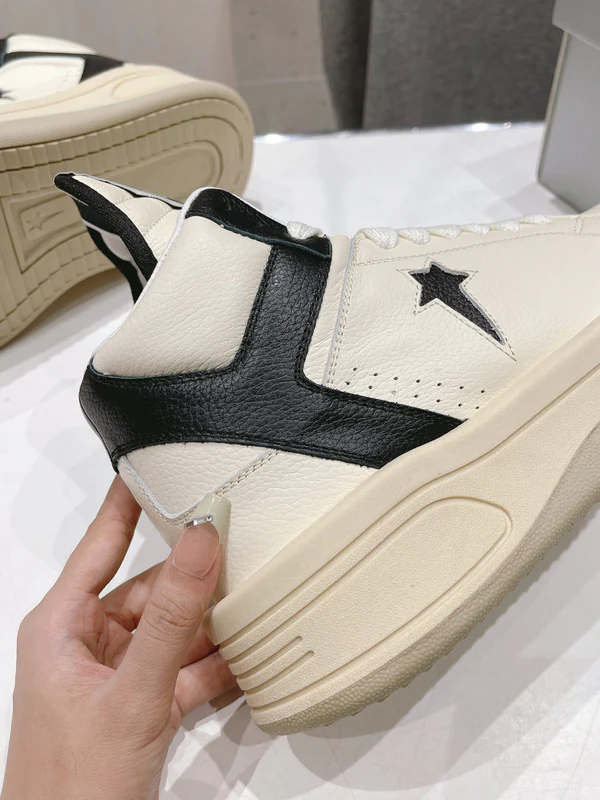 Rick Owens Cream and Black High-Top Sneakers - Soul Replicas
