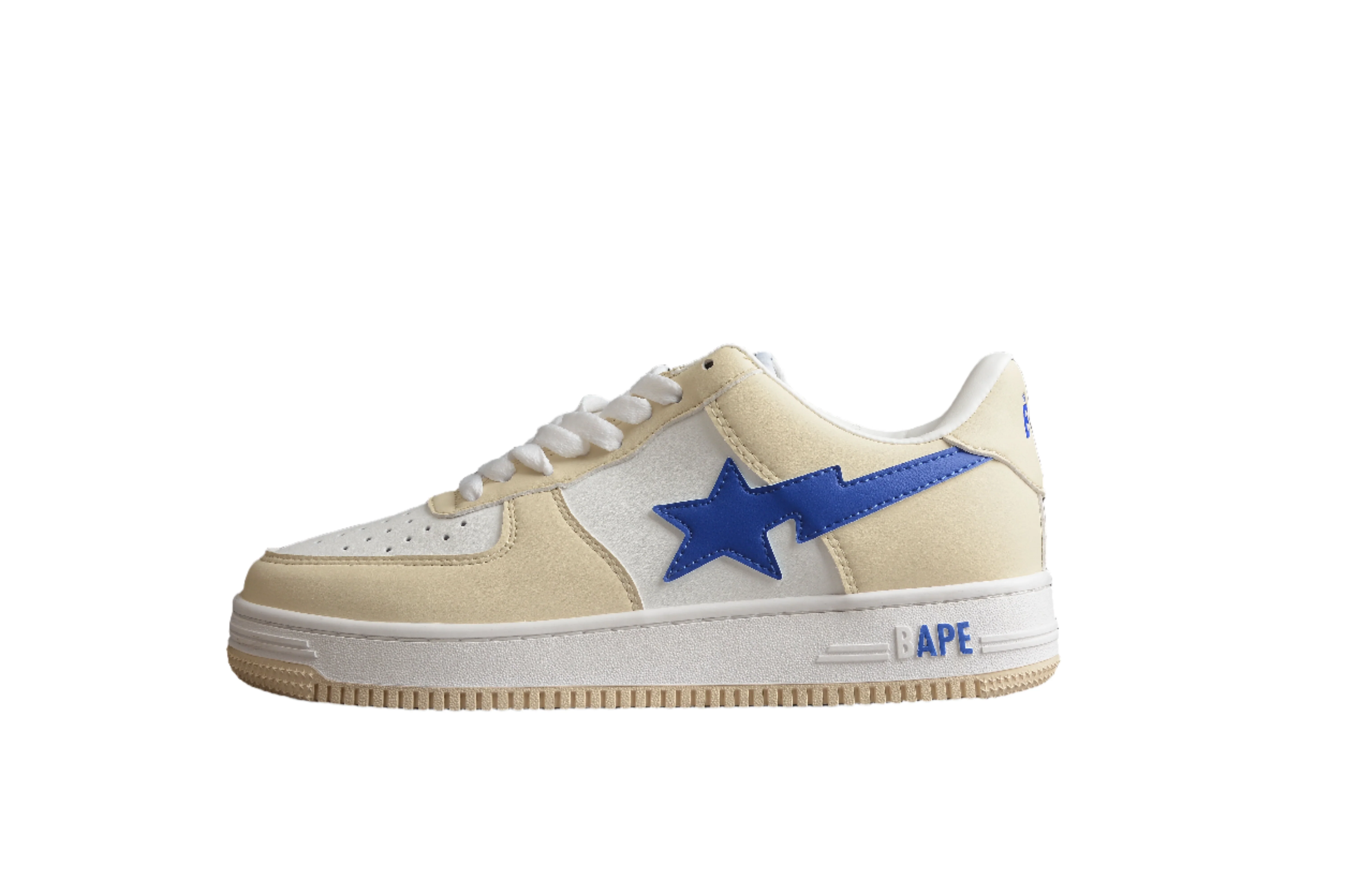 BAPE STA Low-Top Sneakers in Cream and Blue - Soul Replicas