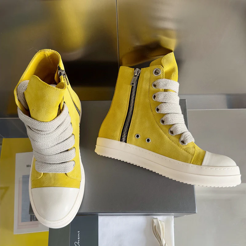 Rick Owens Yellow High-Top Sneakers - Soul Replicas