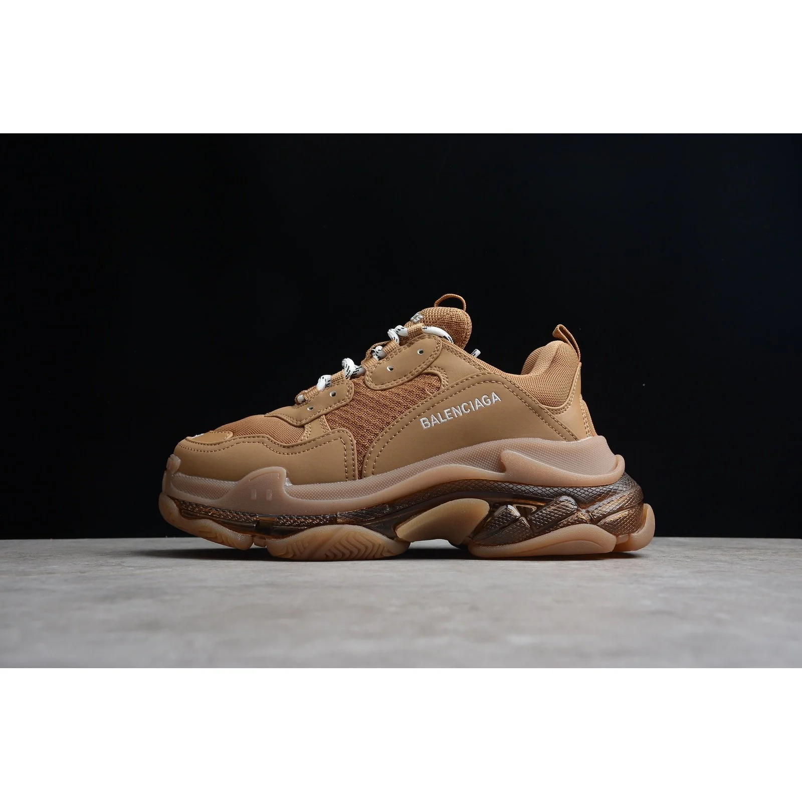 BALENCIAGA TRIPLE S CLEAR SOLE x BROWN - Soul Replicas
