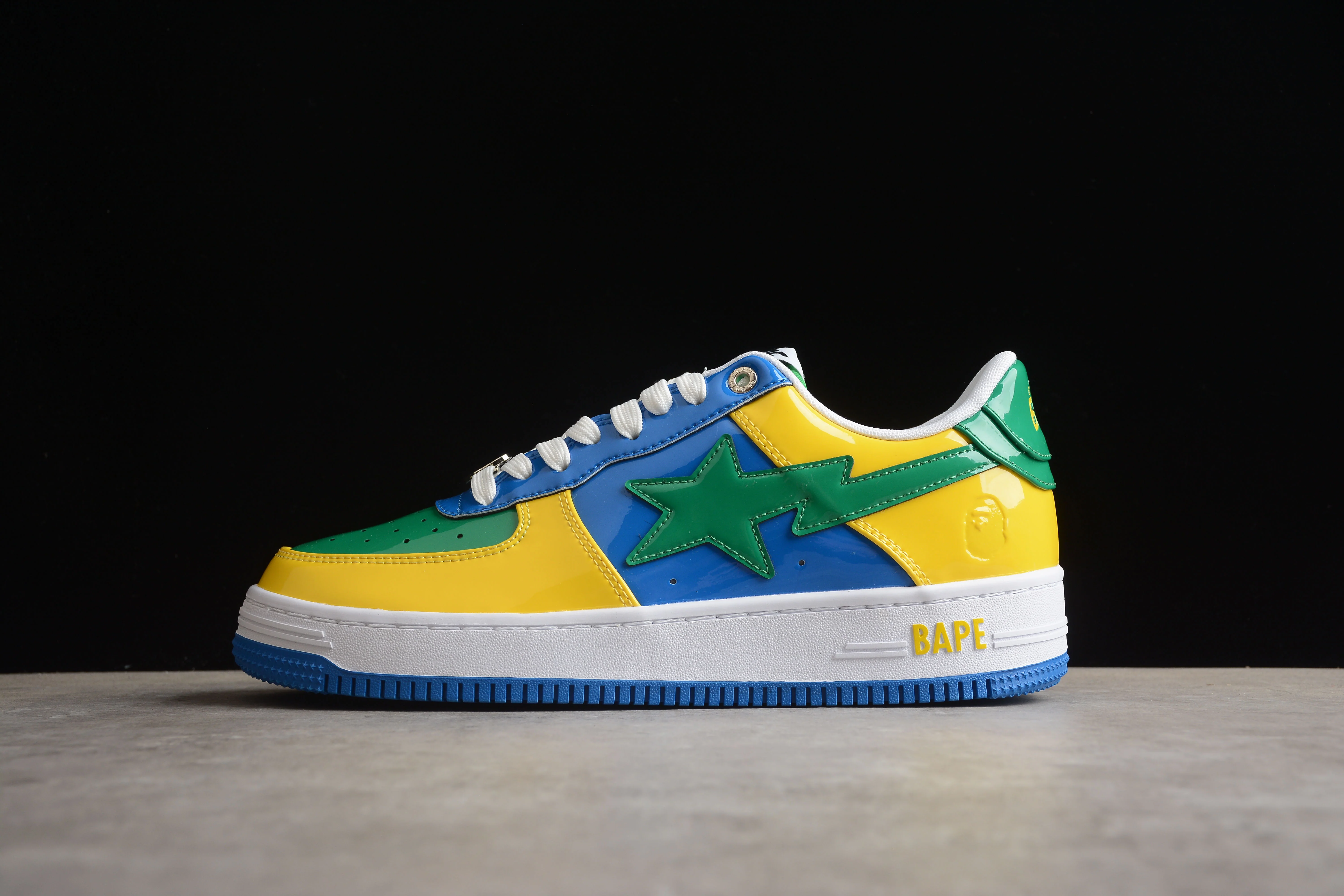 BAPE STA Low-Top Sneakers in Green, Blue, and Yellow - Soul Replicas