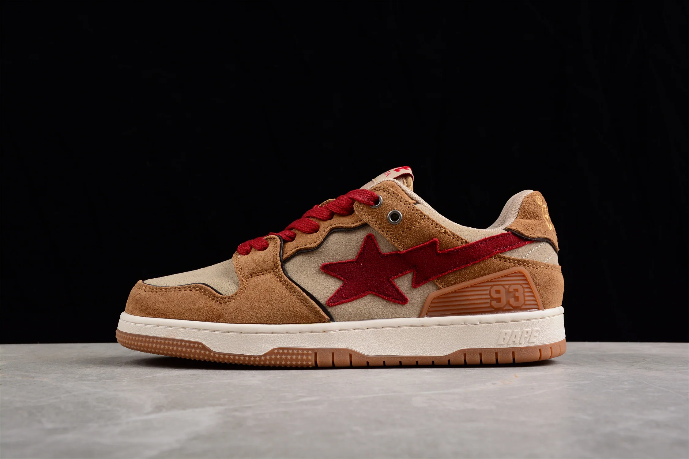 BAPE STA Low-Top Sneakers in Red and Brown - Soul Replicas