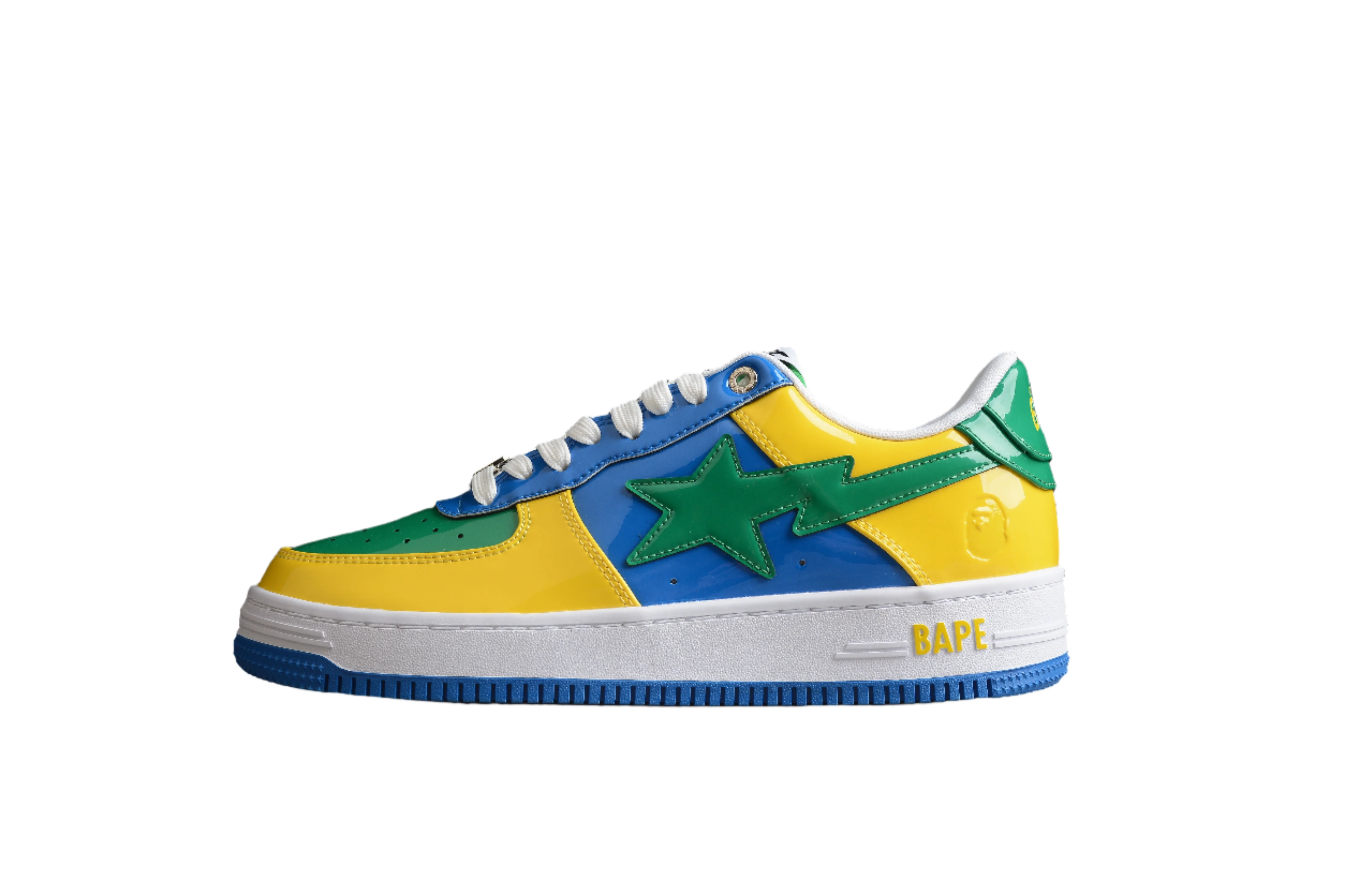 BAPE STA Low-Top Sneakers in Green, Blue, and Yellow - Soul Replicas
