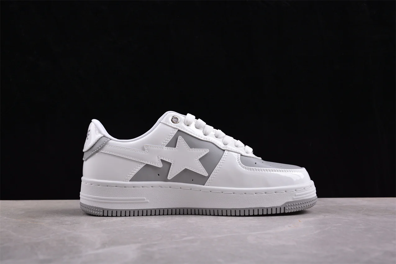 BAPE STA Low-Top Sneakers in White and Grey - Soul Replicas