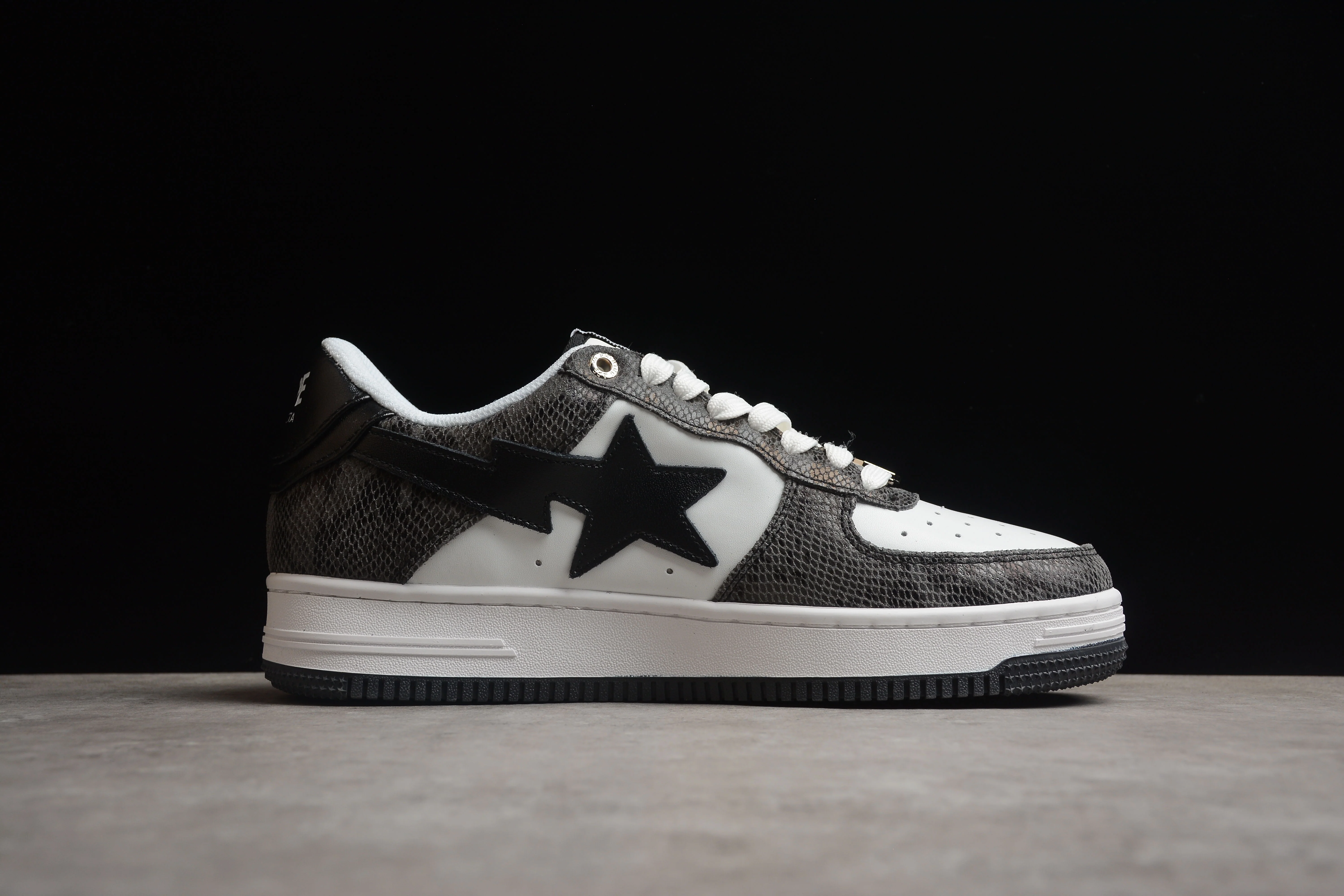 BAPE STA Low-Top Sneakers with Black Snakeskin Pattern - Soul Replicas