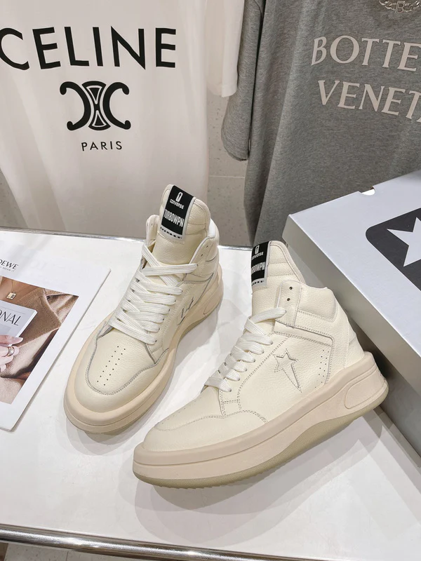 Rick Owens Cream High-Top Sneakers - Soul Replicas