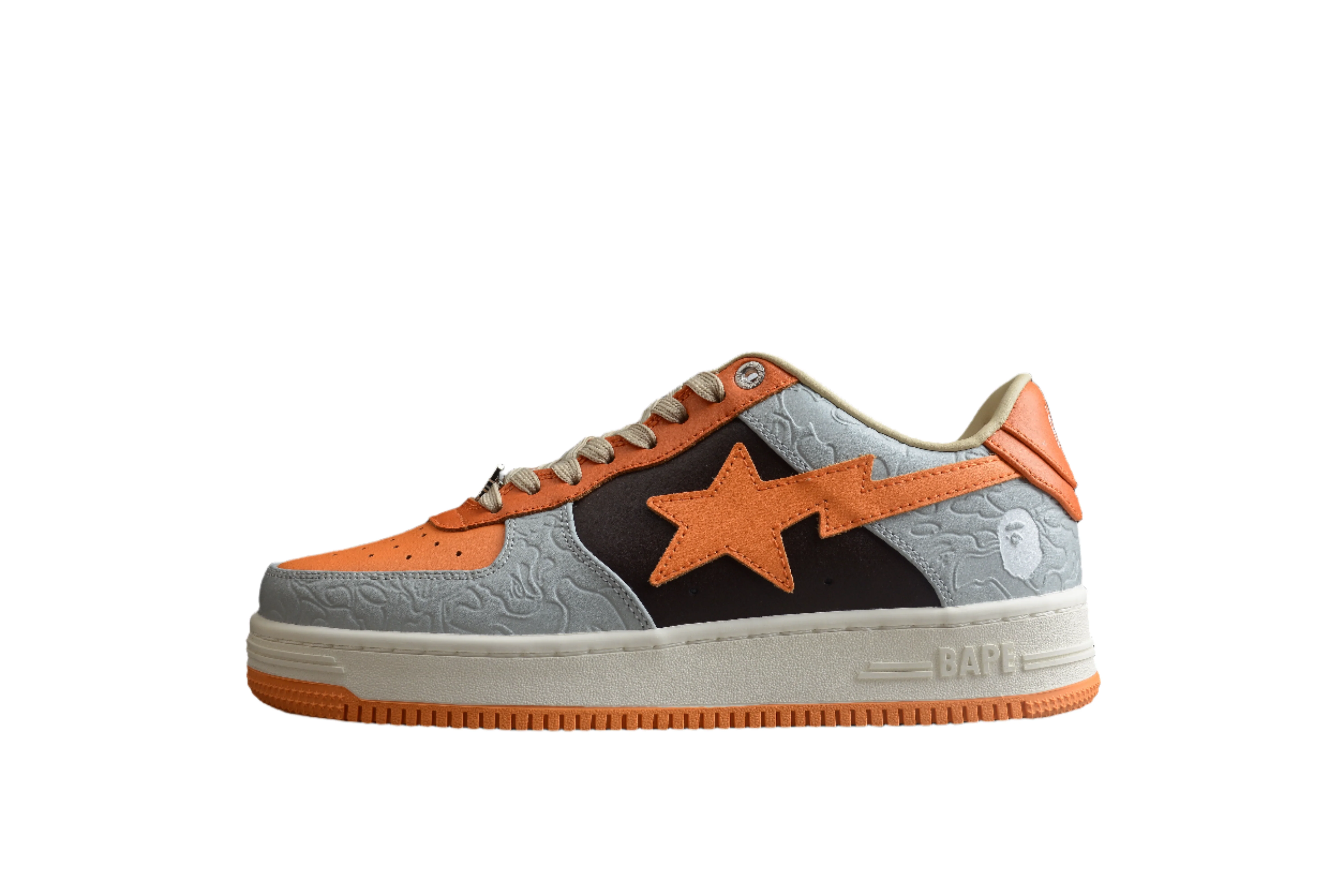 BAPE STA Low-Top Orange and Grey Sneakers - Soul Replicas