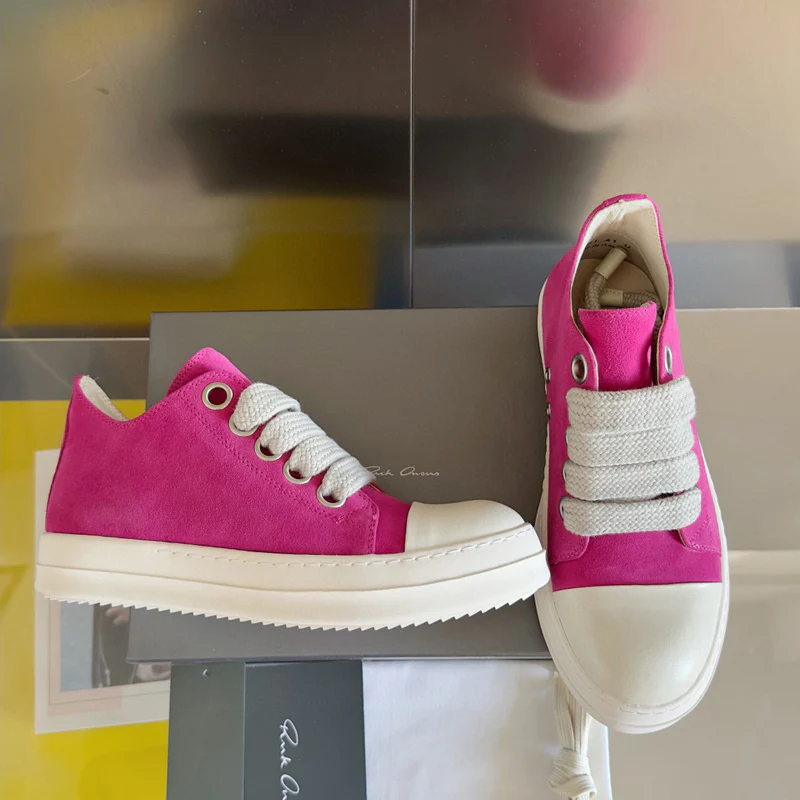 Rick Owens Pink Suede Low-Top Sneakers - Soul Replicas
