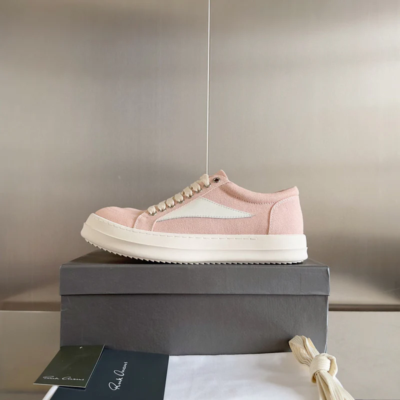 Rick Owens Pink Canvas Low-Top Sneakers - Soul Replicas
