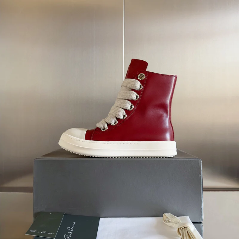 Rick Owens Red High-Top Sneakers - Soul Replicas