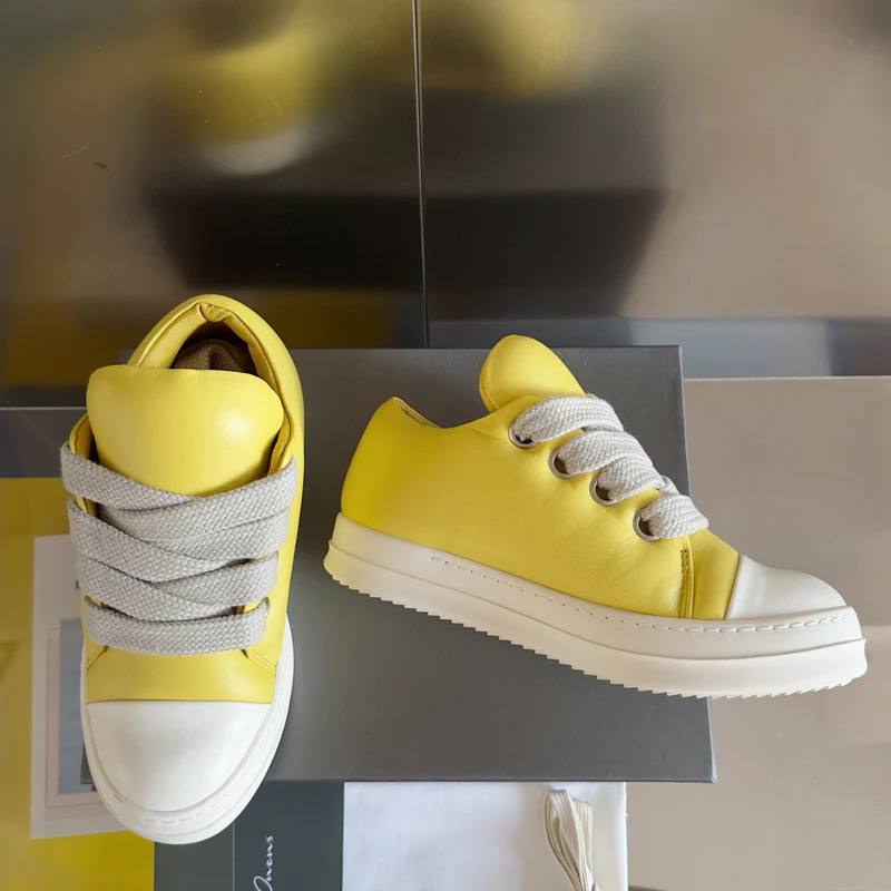 Rick Owens Yellow Low-Top Sneakers - Soul Replicas