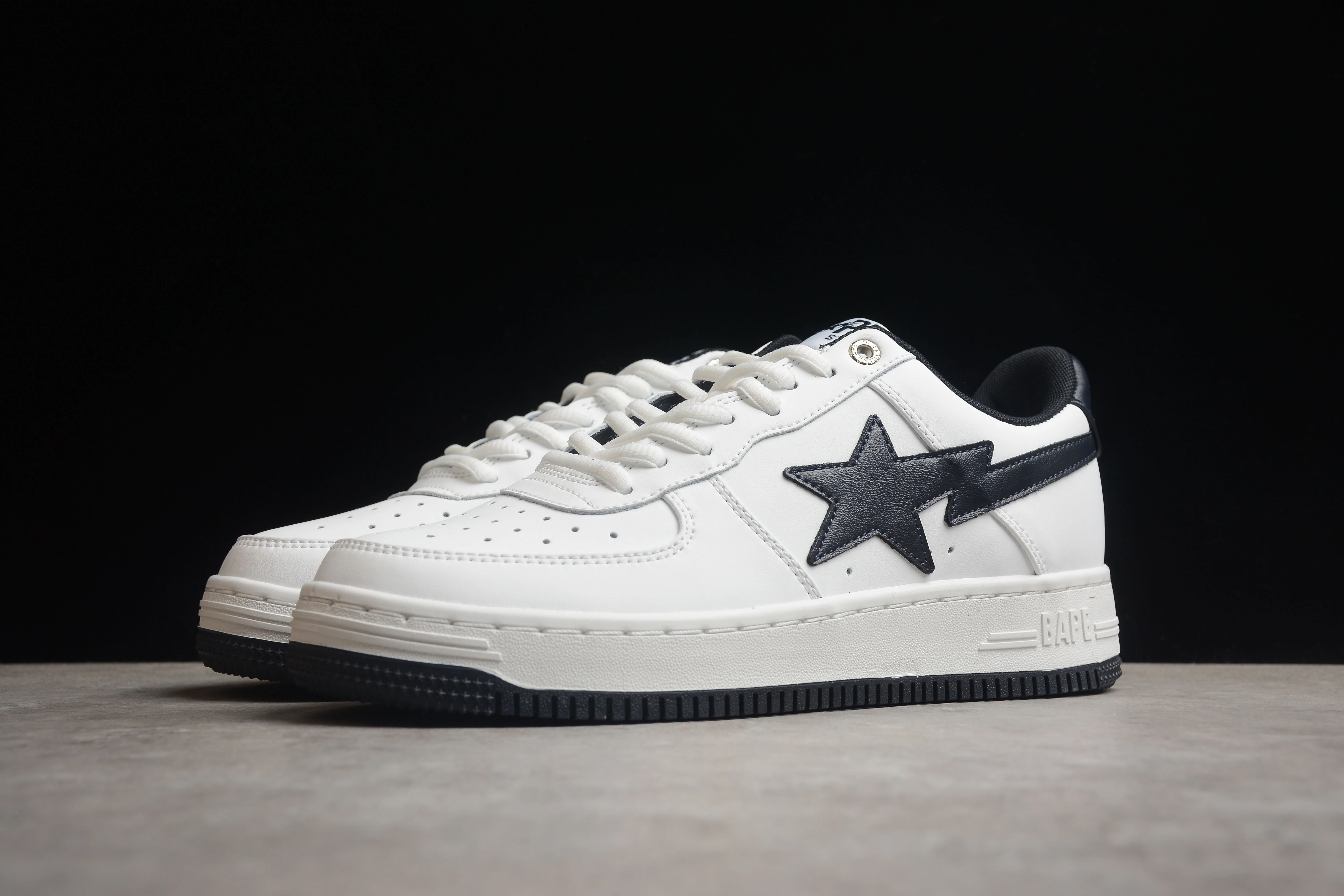 BAPE STA Low-Top White and Black Sneakers - Soul Replicas