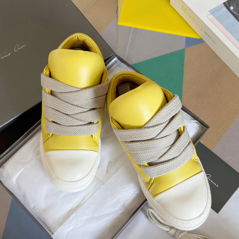 Rick Owens Yellow Low-Top Sneakers - Soul Replicas