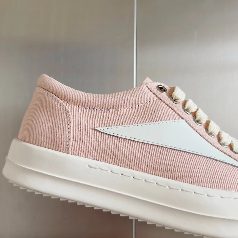 Rick Owens Pink Canvas Low-Top Sneakers - Soul Replicas