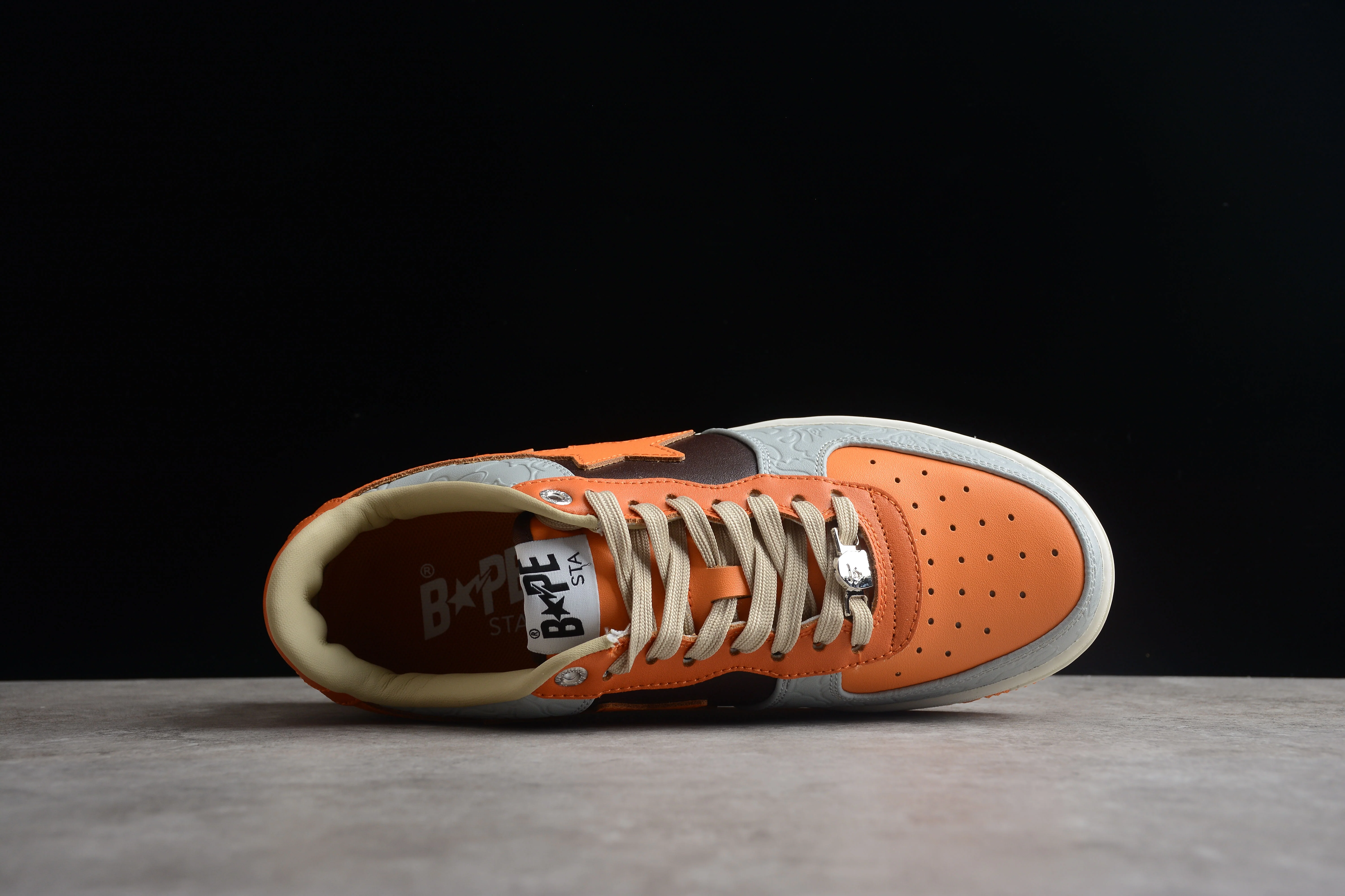 BAPE STA Low-Top Orange and Grey Sneakers - Soul Replicas
