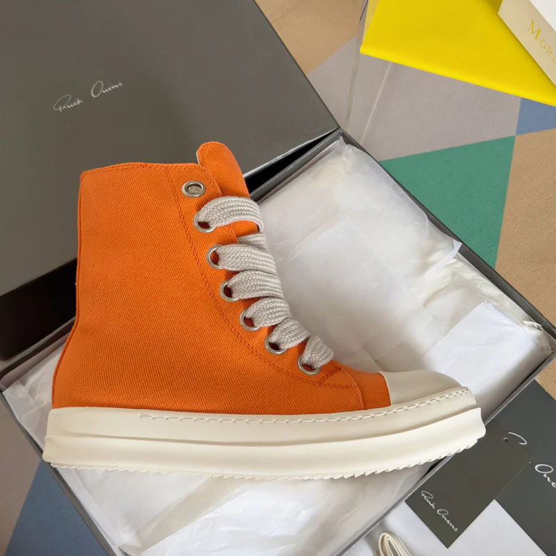 Rick Owens Orange High-Top Sneakers - Soul Replicas