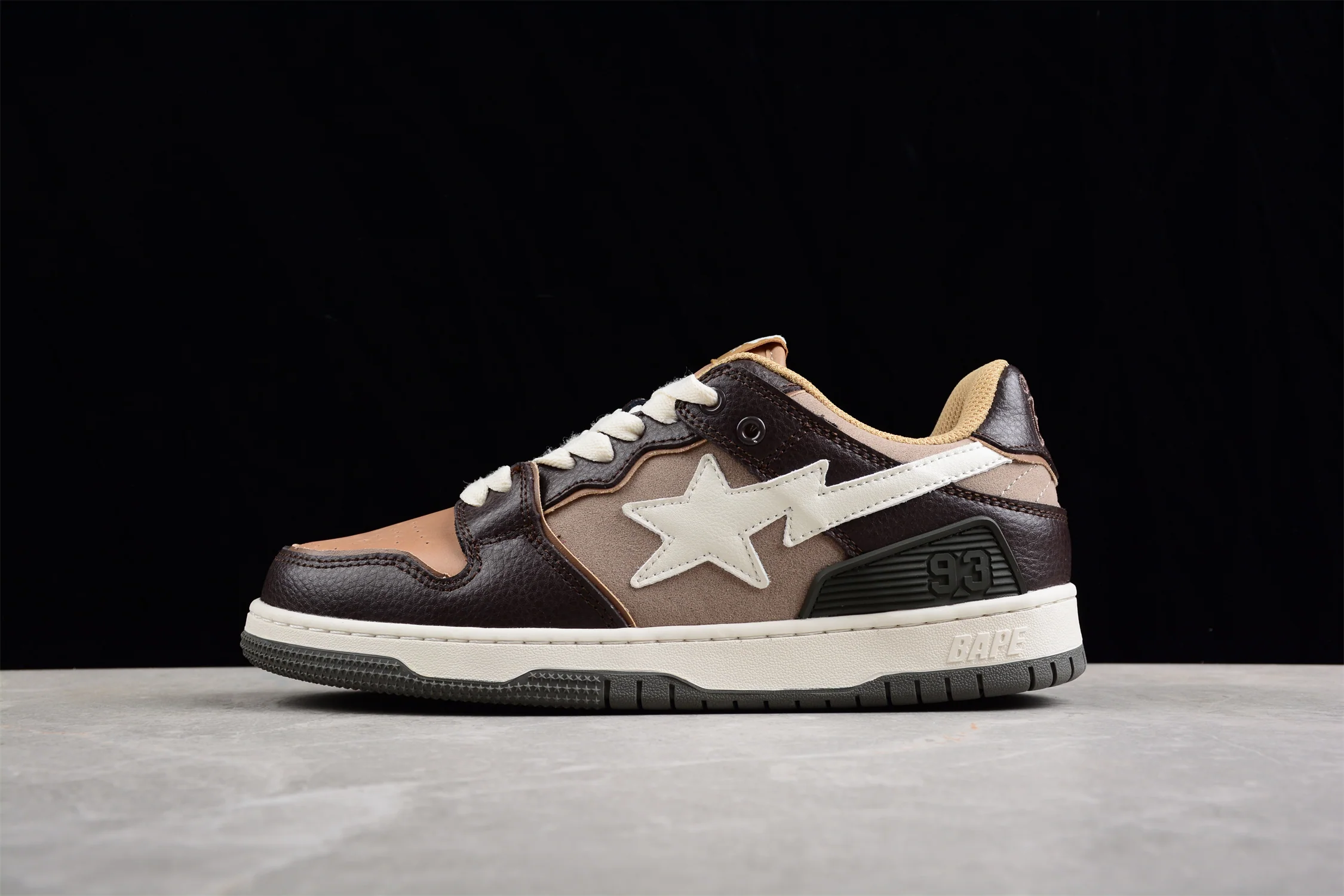 BAPE STA Low-Top Sneakers in Brown and Beige - Soul Replicas