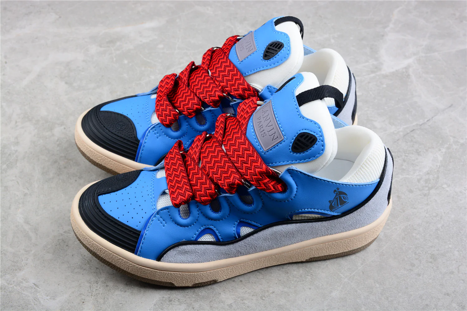 Lanvin Blue and Red Lace Sneakers - Soul Replicas