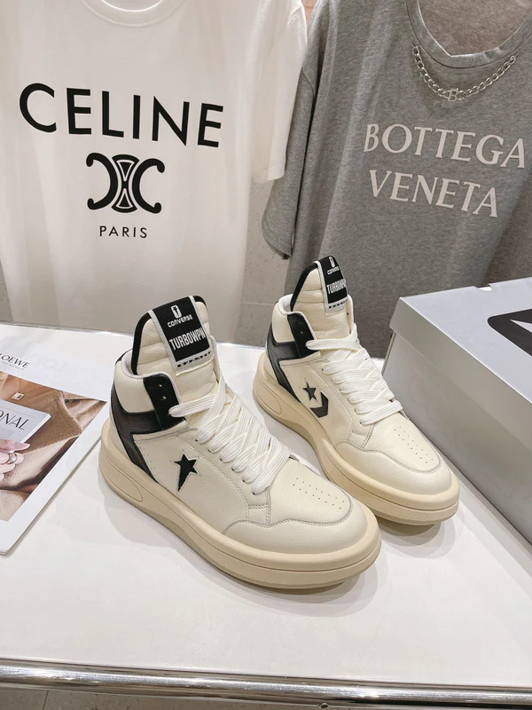 Rick Owens Cream and Black High-Top Sneakers - Soul Replicas