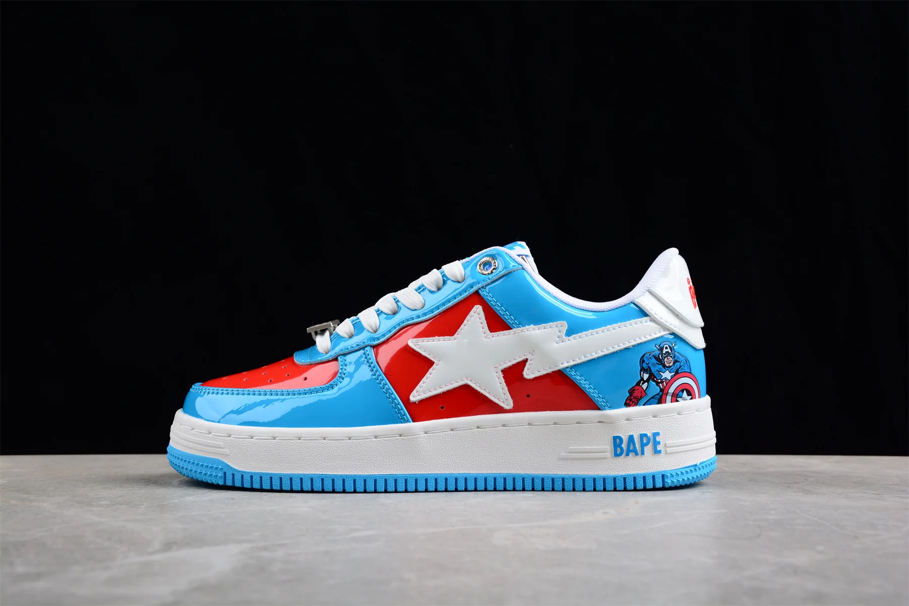 BAPE STA Low-Top Sneakers in Blue and Red Captain America Edition - Soul Replicas
