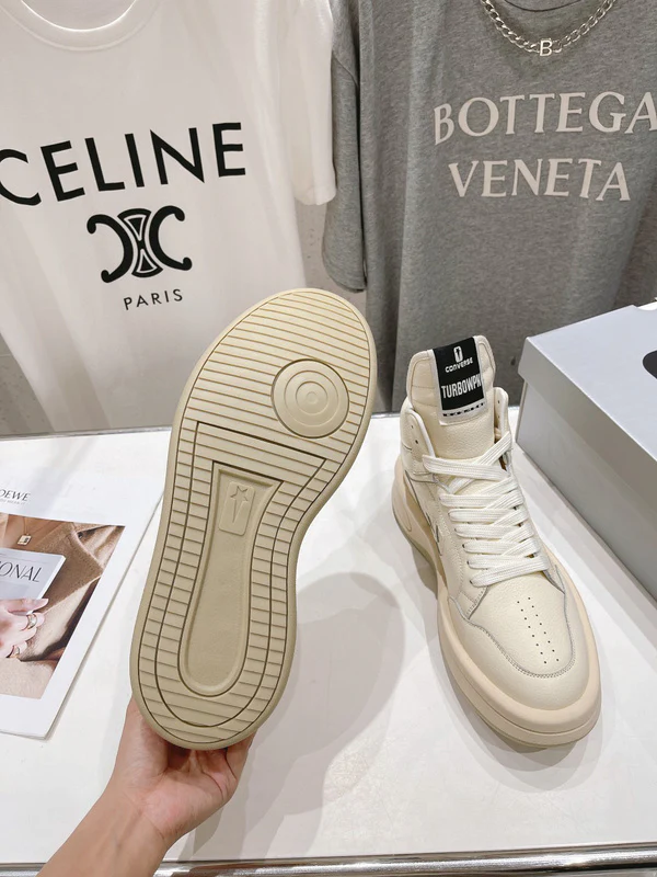 Rick Owens Cream High-Top Sneakers - Soul Replicas