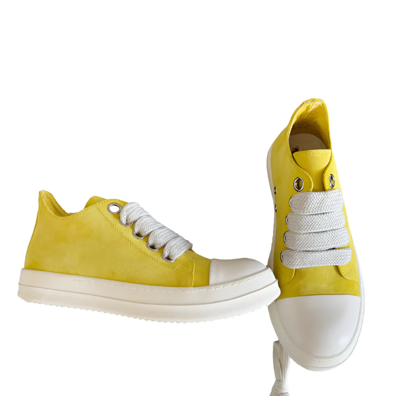 Rick Owens Yellow Suede Low-Top Sneakers - Soul Replicas